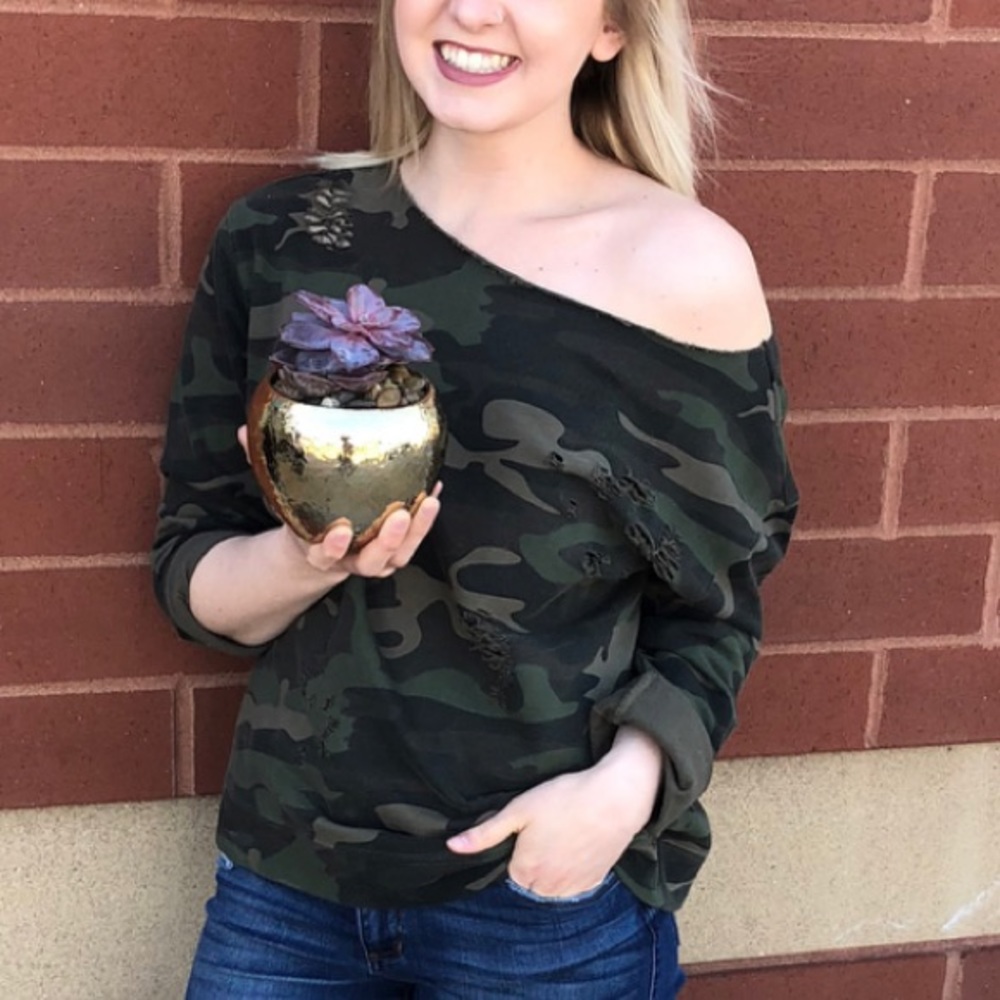 Distressed Camo Sweatshirt